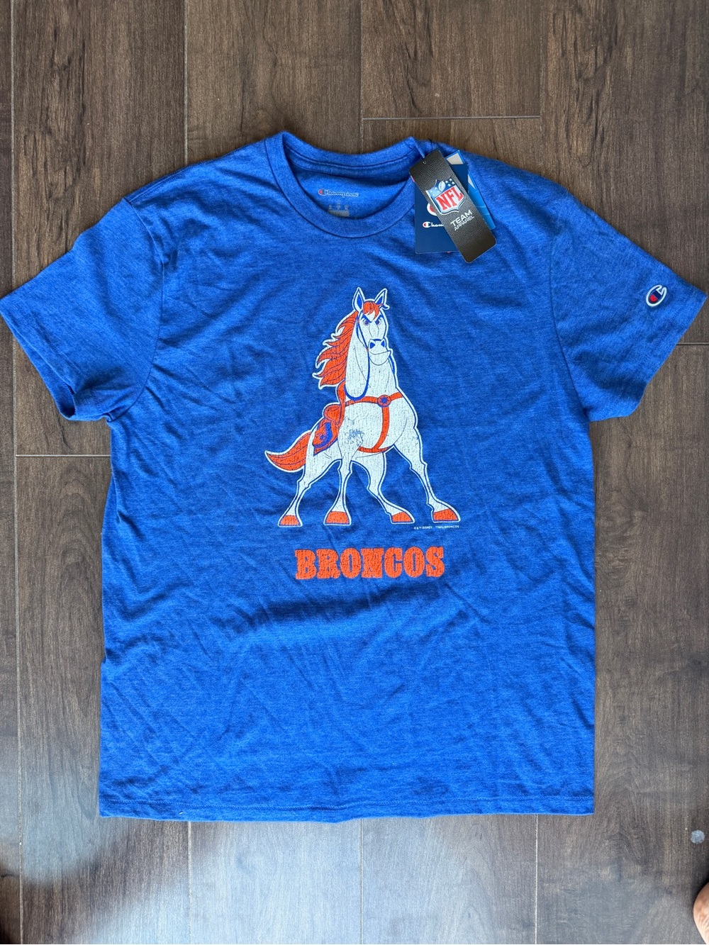 Champions Blue Broncos Graphic Tee with Orange Accents